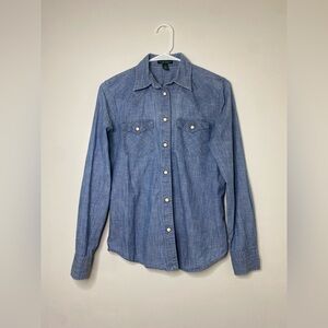 LRL Ralph Lauren Jeans Women’s Small Long Sleeve Pearl Snap Denim Western Shirt